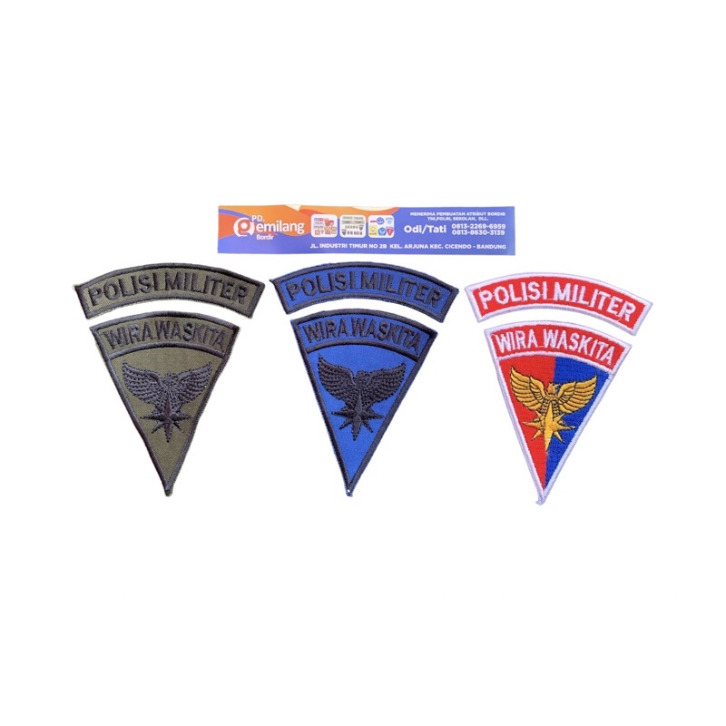 Badge Logo Lokasi POLISI MILITER TNI AU | PDL-PDH-SBP | Atribut Bordir | Logo Lokasi