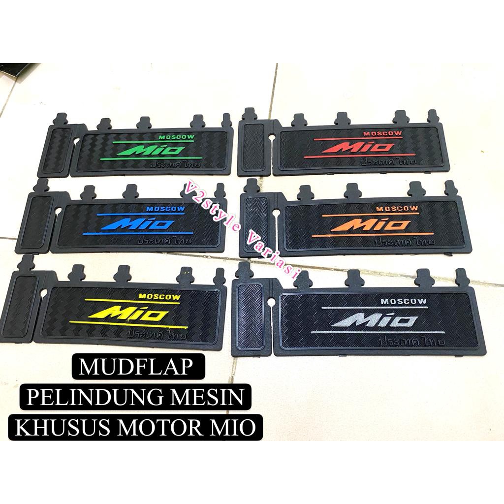 MUDFLAP MIO YAMAHA ALL MIO KARET CARBON PENAHAN LUMPUR KARPET KARBON PELINDUNG MESIN DINAMO KOLONG MIO KARBU MIO SMILE MIO M3 125 MIO SPORTY MIO J MIO Z MIO SOUL GT M3 BIRU BIRU KUNING MERAH ORANGE HIJAU SILVER HITAM MUDFAP IMPORT TULISAN THAILAND MOSCOW