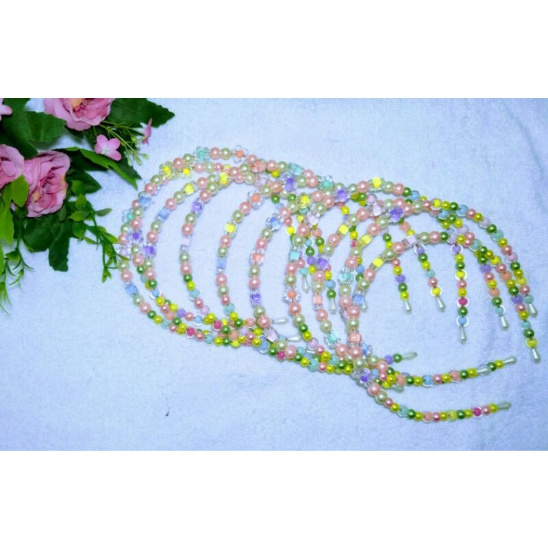 bando mutiara headband korea warna warni lucu