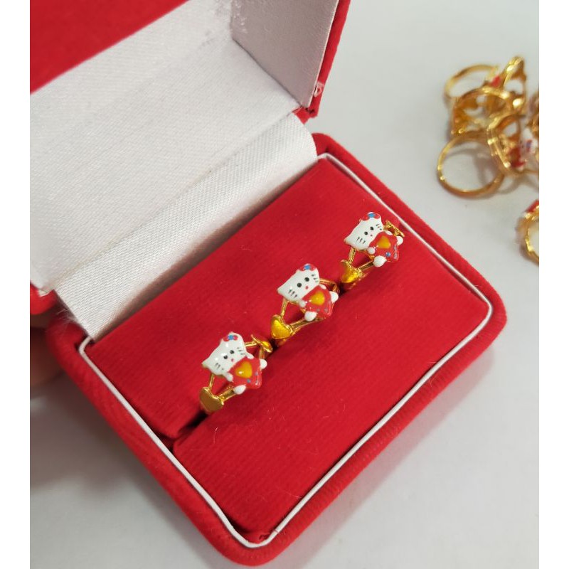 Cincin anak cat Hello Kitty, perak 925, sepuh emas kuning, 35.000/pcs