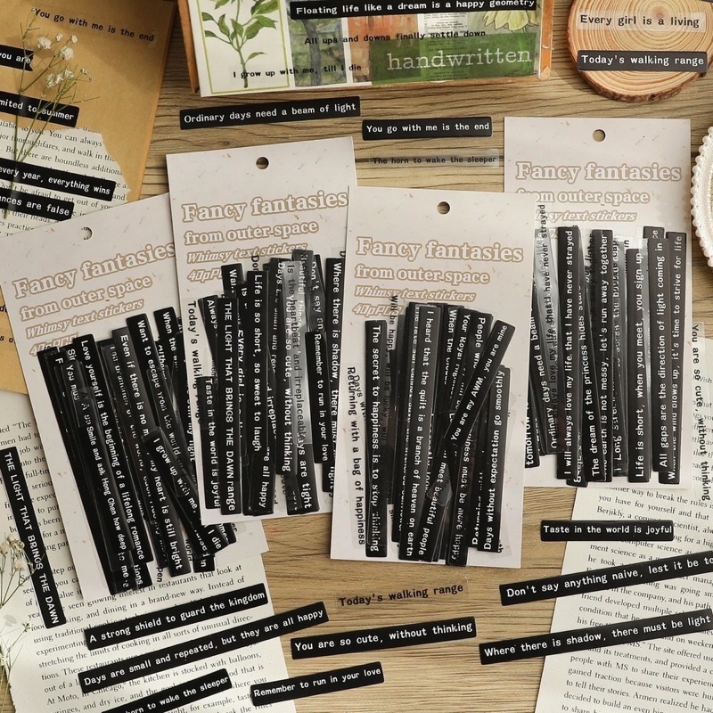 40pcs Stiker Label Desain TEXT QUOTES MOTIVASI Kata-Kata Lucu Untuk Dekorasi Album Foto / Scrapbook 