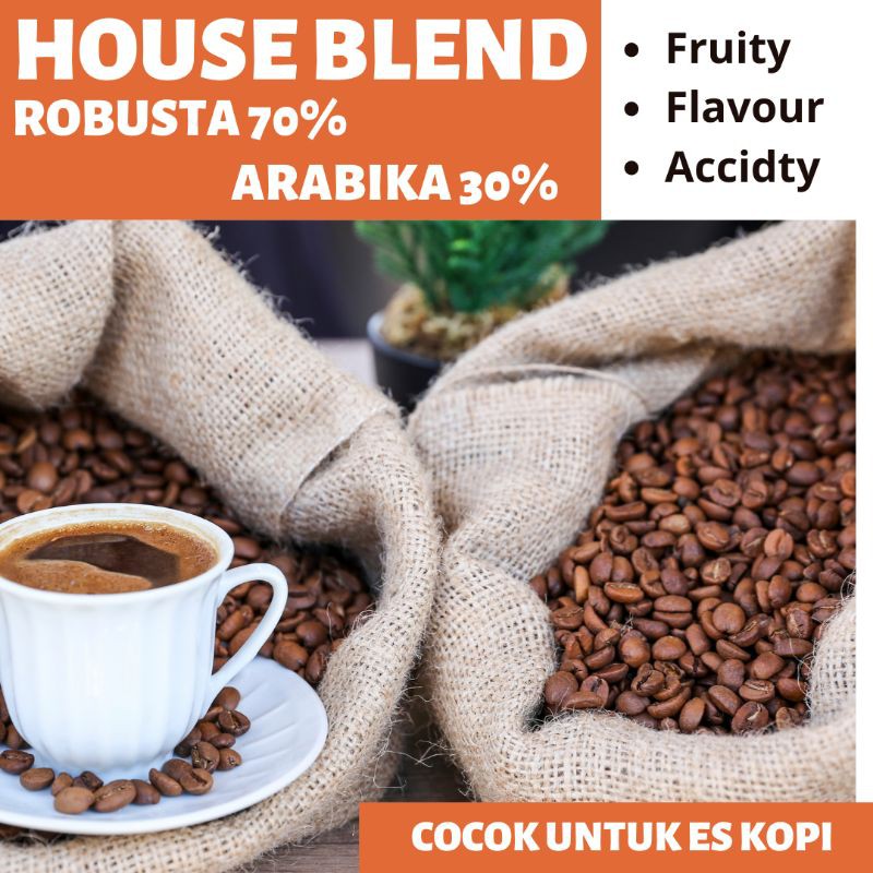 Kopi House Blend Espresso 1Kg | Robusta70% Arabika30% | Resep Es Kopi Kekinian