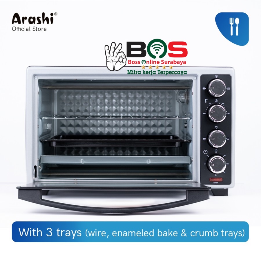 Electric Oven Arashi Kapasitas 33L Oven Arashi Low Watt Bagus P33A