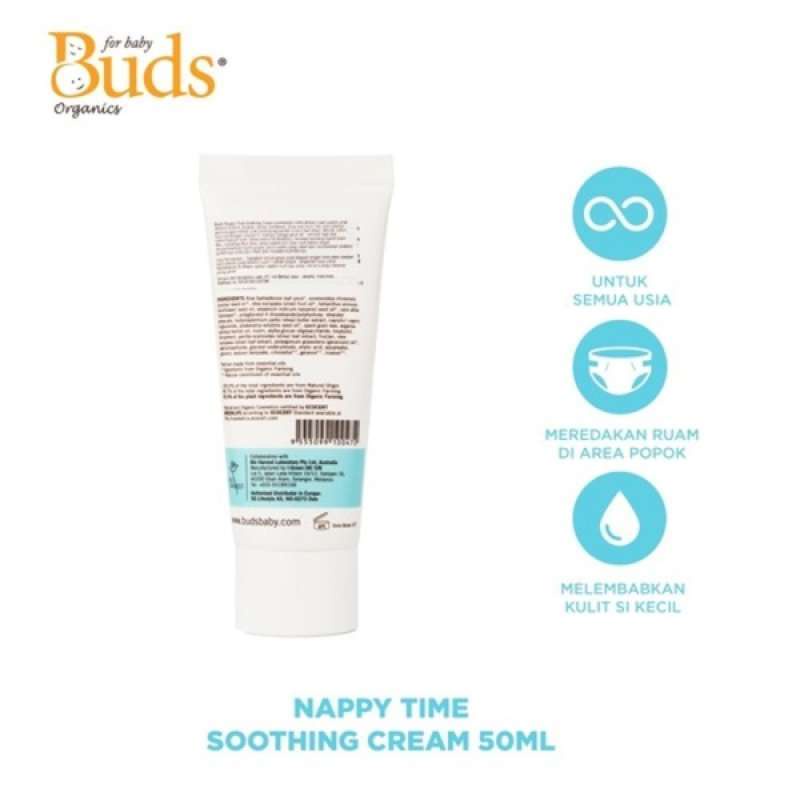 Buds Organics Nappy Time Soothing Cream - Lotion atau Krim Perawatan Ruam Popok Pantat Bayi dan Anak