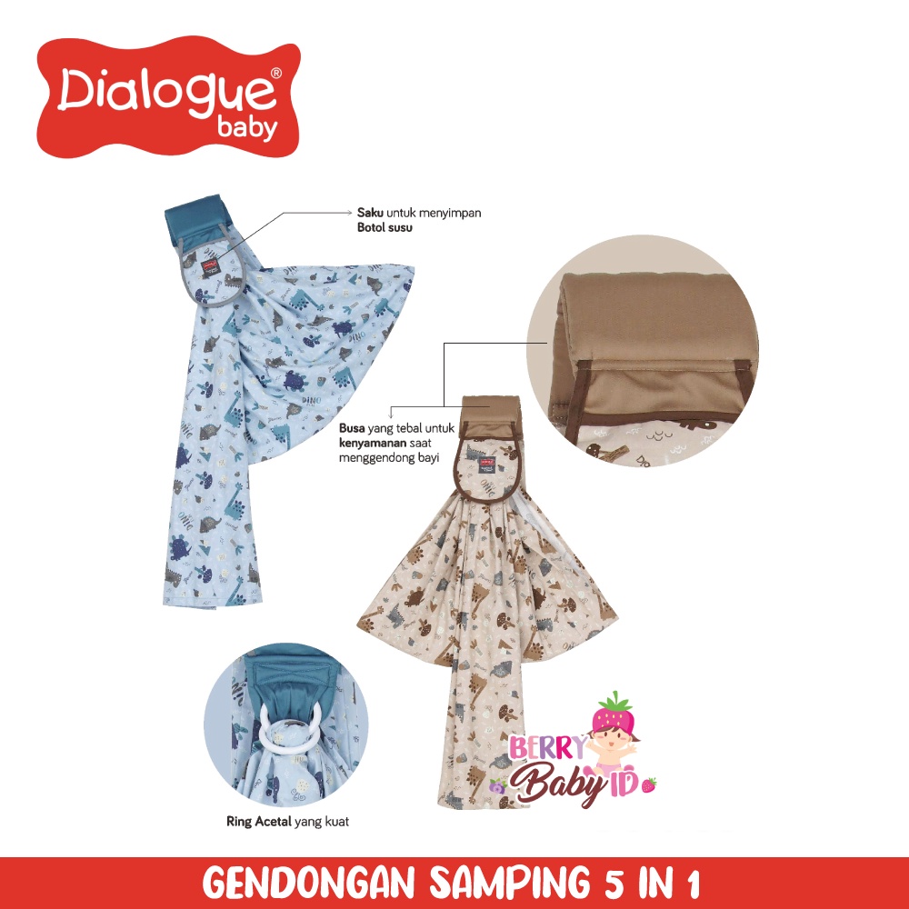 Dialogue Baby Sling Newborn 5-In-1 Gendongan Samping Bayi 5 Posisi Berry Mart