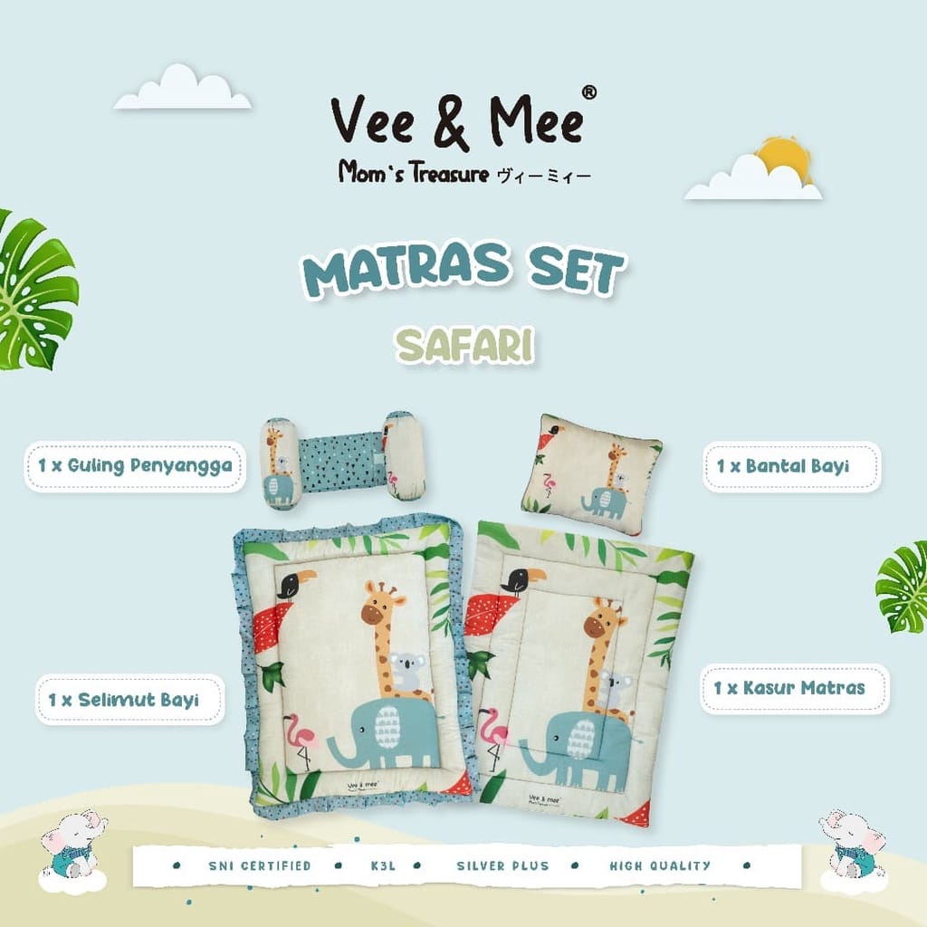 [2 kg] Vee &amp; Mee Matras Baby Bedding Set Safari / Squirrel / Astronaut Bear / Raccoon &amp; Friends Series - VMM 1010 / 1050 / 1060 / 1070