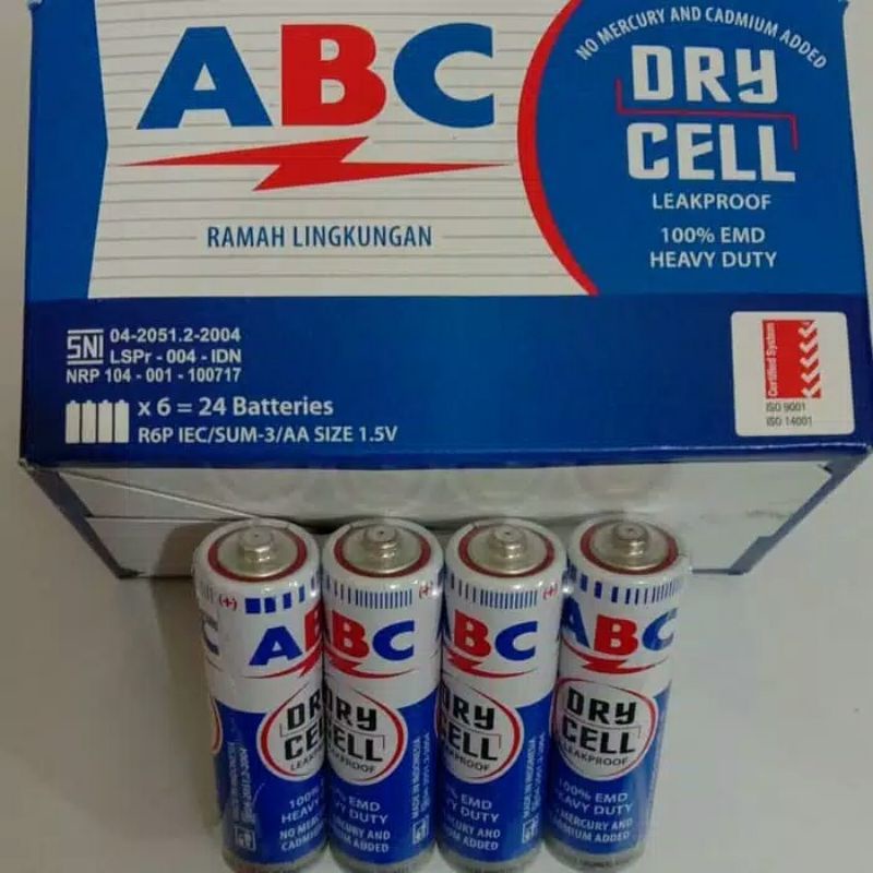 [1 box] baterai ABC AA biru A2 / baterai jam dinding hijau isi 24 pcs