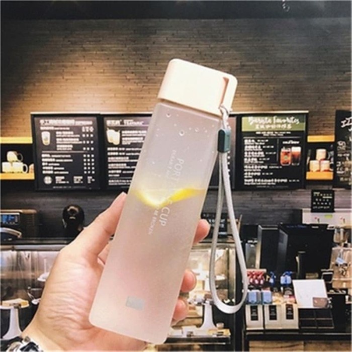 Botol Minum Plastik Tabung Transparan Frosted 480ml