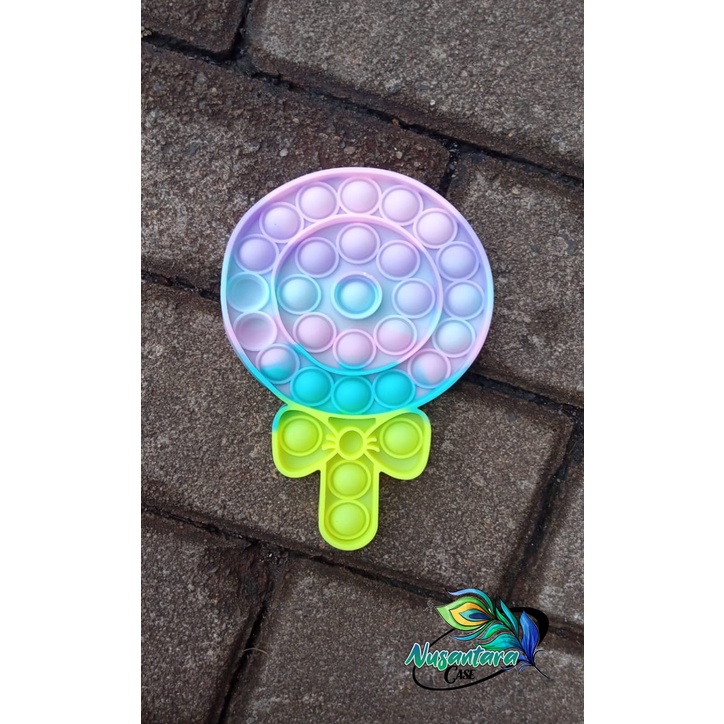 pop it fidget push bubble toys gelembung 3d rainbow pelangi karakter mainan anak NC7433-LOLLIPOP