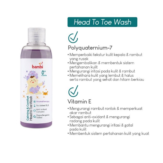 Bambi Baby Calming &amp; Comfort Head To Toe Wash 200ml