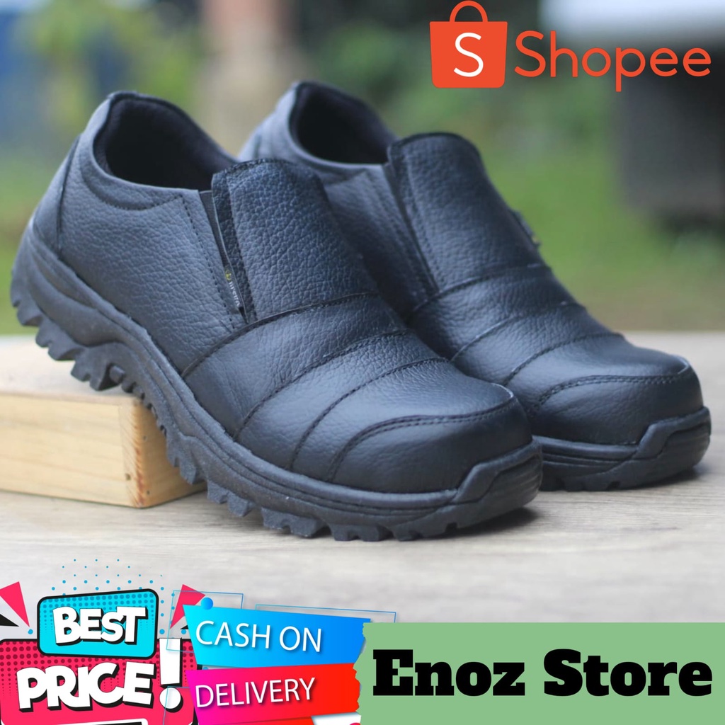 ENOZ X CIRRO - SEPATU SLOP SAFETY LOW BOOT KULIT ASLI ORIGINAL SEPATU UJUNG BESI KASUAL TRACKING TOURING ADVENTURE MOTOR COWO ORI