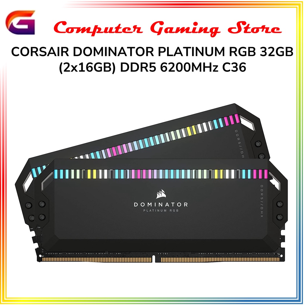 RAM CORSAIR DOMINATOR PLATINUM RGB 32GB (2x16GB) DDR5 6200MHz C36