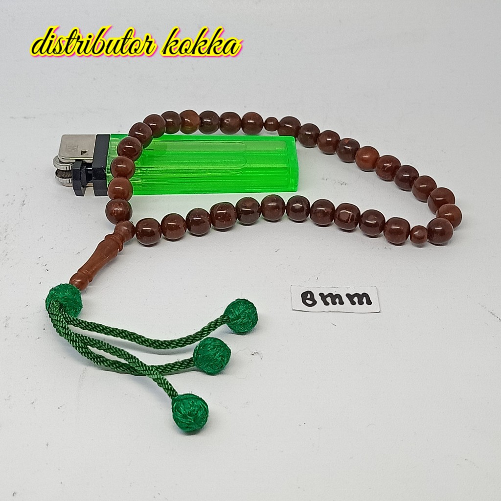 ( SUPER MURAH ) Tasbih Kokka kaukah 33 bulat rumbai 8mm coklat