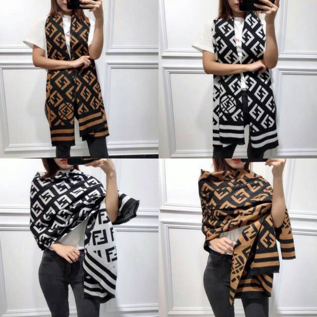 SYAL FENDI LUXURY CASHMERE PAMINA WITH BOX #02-WB