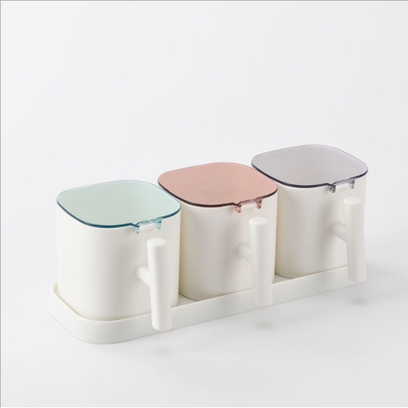 Rak Tempat Bumbu Dapur Set Minimalis Plastik 3 Cup