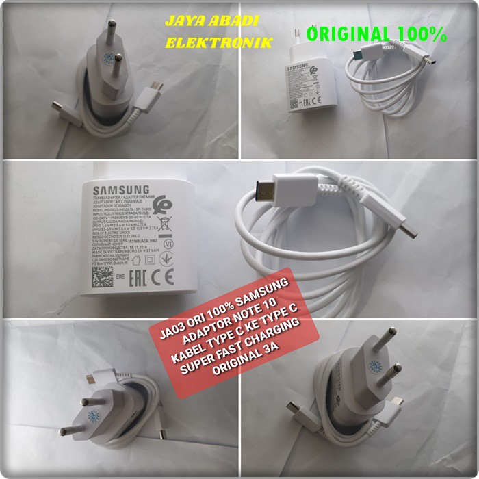 J03 SAMSUNG ORIGINAL 3A 25 WATT ADAPTOR CHARGER KABEL DATA USB TYPE C TIPE C SUPER FAST CHARGING FLASH CAS CASAN NOTE J03  samsung ori 100% 3A 25 watt w adaptor charger kabel data cable usb tipe c type super fast charging flash charger cas casan hp handph