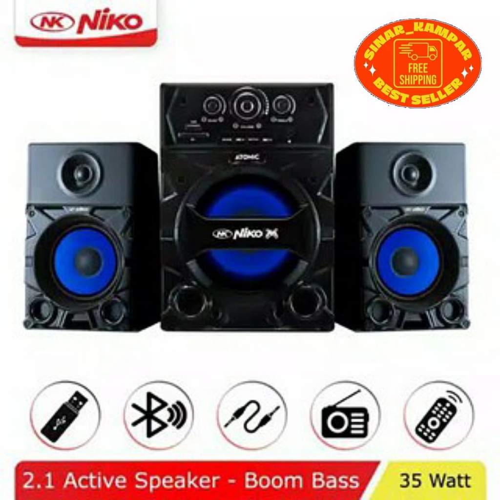 SPEAKER BLUETOOTH NIKO SLANK ATOMIC BOOM BASS | SPEAKER NIKO ATOMIC 2.1 MULTIMEDIA 35WATT FREE REMOT