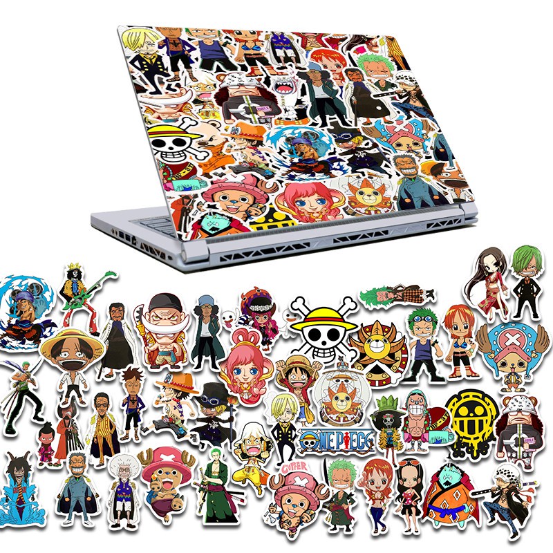 50pcs Anime 2019 ONE PIECE Luffy Stickers For Car Laptop PVC Backpack Home Decal Pad Bicycle PS4 waterproof Decal