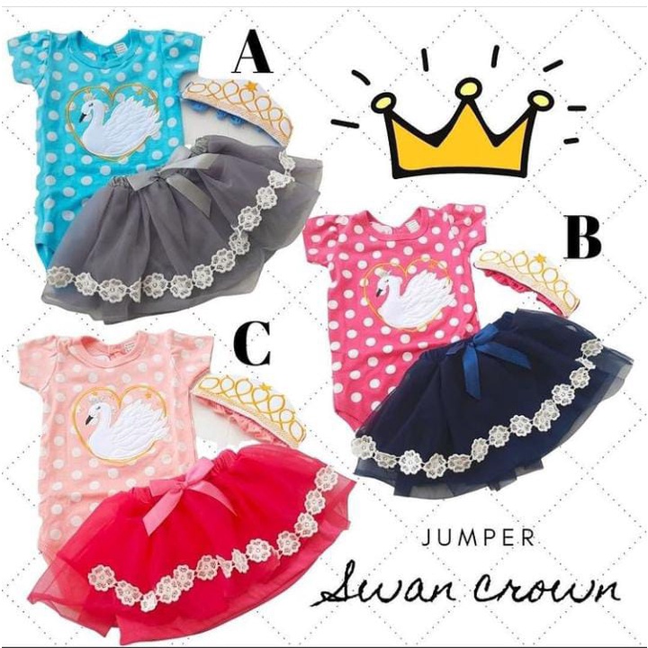 Setelan Jumper Anak Bayi Perempuan Swan Crown