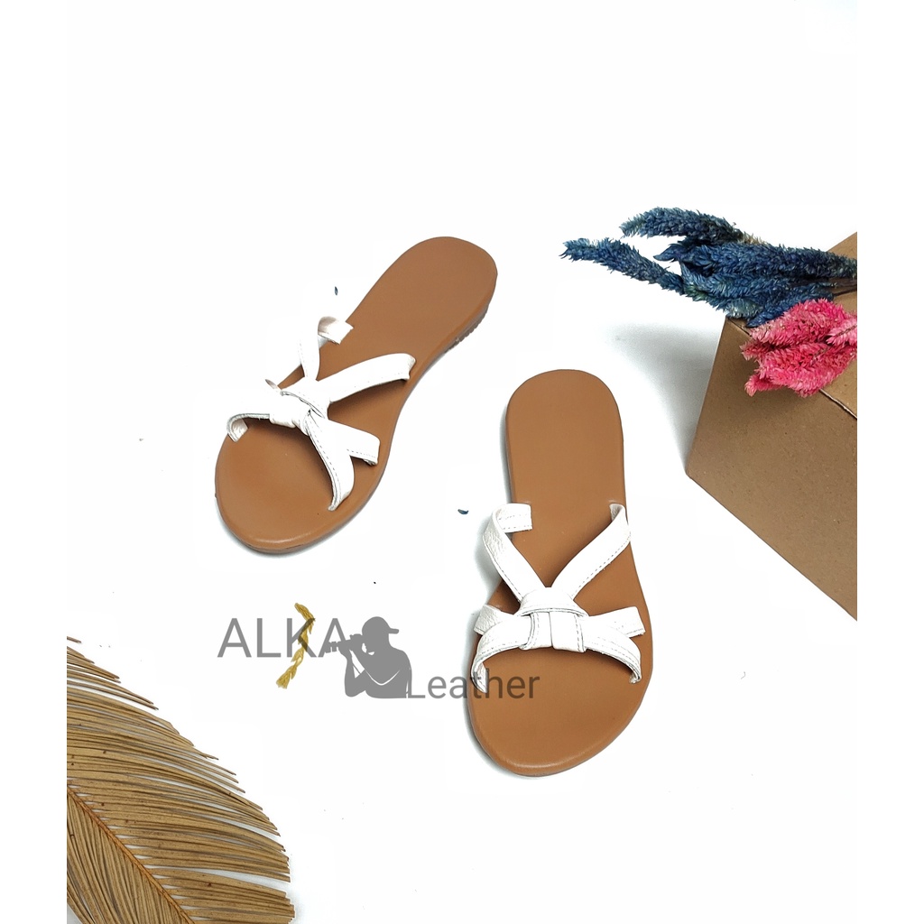 Sandal Kulit Garut Sandal Wanita Model Teplek