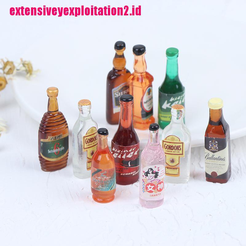 &lt; E2id &amp; &gt; 10Pcs / Set Miniatur Botol Wine Skala 1: 12 Untuk Dekorasi Rumah Boneka