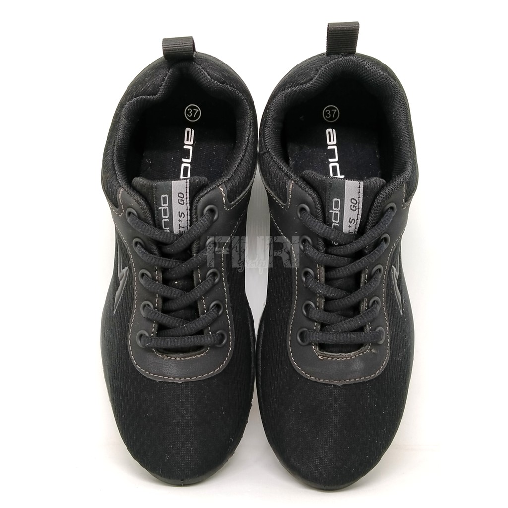 FIURI - ANDO ORIGINAL - VERA 37-40 FULL HITAM - SEPATU SNEAKERS SPORT KANVAS SOL KARET ANAK PEREMPUAN - SEPATU KETS TRENDY WANITA - SEPATU OLAHRAGA LARI FITNES SENAM KERJA KULIAH SEKOLAH SD SMP SMA BERTALI CEWEK MURAH PROMO DISKON BONUS KAOS KAKI