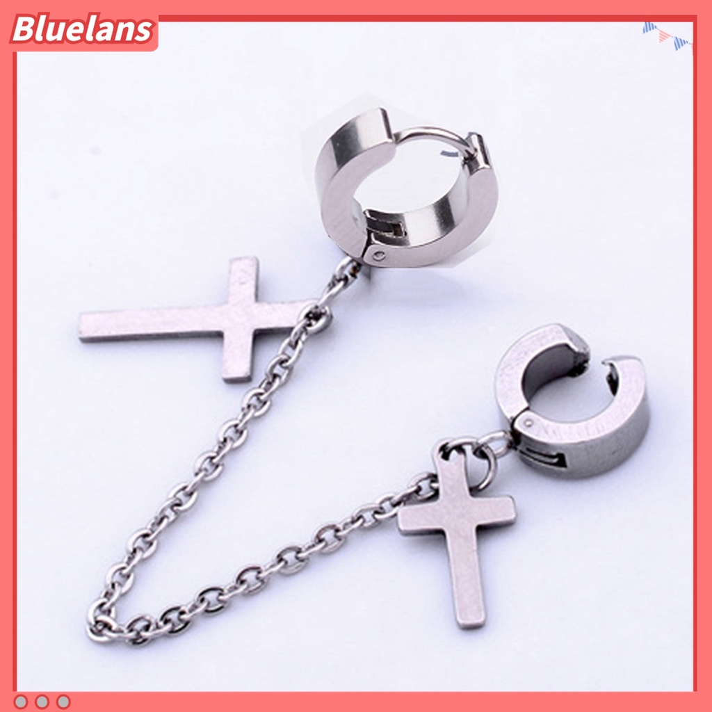1 Pc Anting Rantai Rumbai Salib Bahan Logam Gaya Punk Hip-Hop Untuk Pria