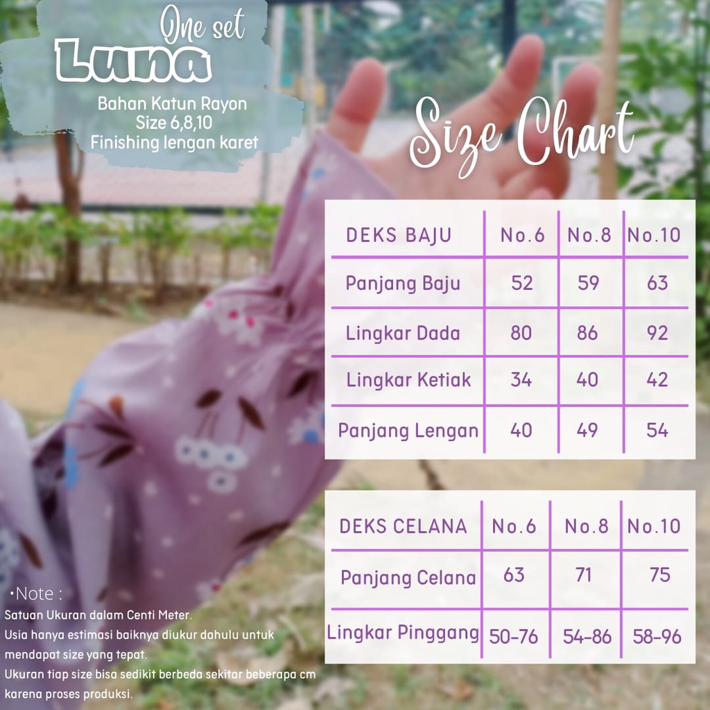 NEW!!! Piyama Anak/One Set Kids _ Luna One Set _ Bahan Katun Rayon _ Nyaman di Pakai - Baju Setelan Anak / Baju Tidur Anak