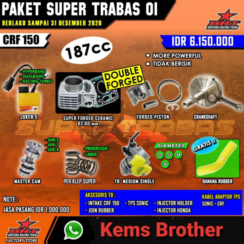 SUPER TRABAS 01 CRF BRT 187CC FREE VELOCITY BANANA