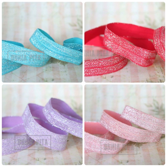 Foe/ elastis/ karet bandana silver glitter