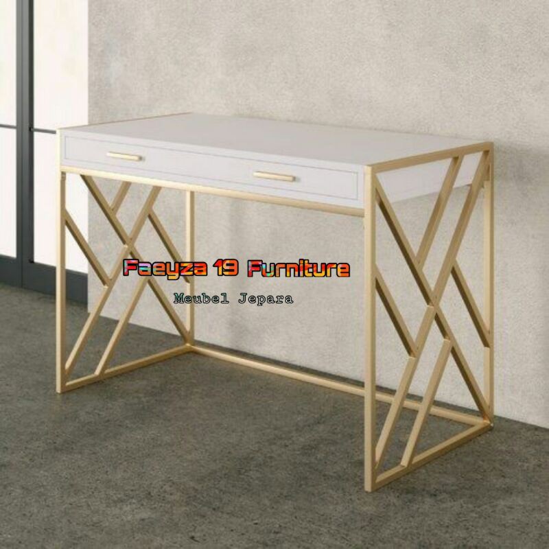 Meja Konsul Kaki Besi Gold