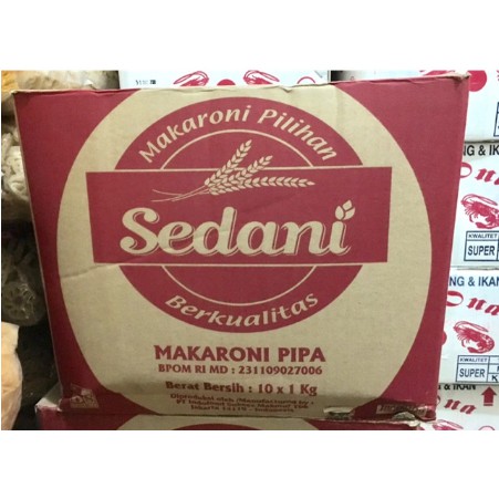 

Makaroni Sedani Pipa dus 10bks x 1kg / Makaroni Sedani Spiral Karton / Macaroni Sedani / Makaroni