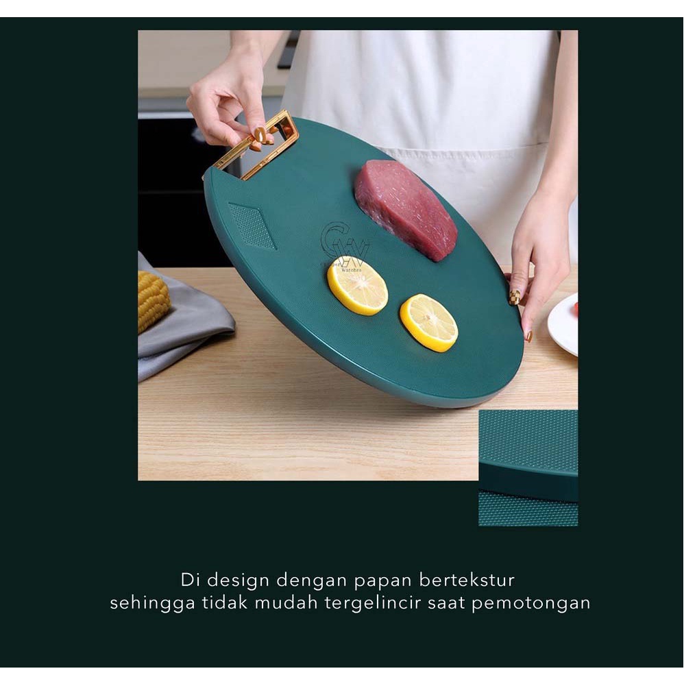 Cheaper-Talenan PE Anti Jamur Bakteri Cutting Board Bulat Dapur Hijau PREMIUM TEBAL