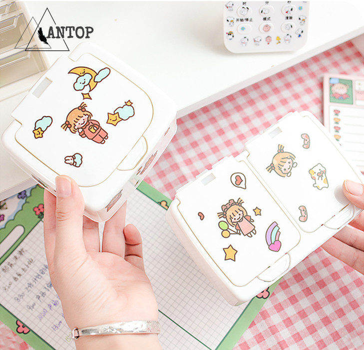 Kotak Penyimpanan Lucu Penyimpanan Desktop Winzige Sticker Storage Box Stationary Equipment for General Storage At School Office ANTOP