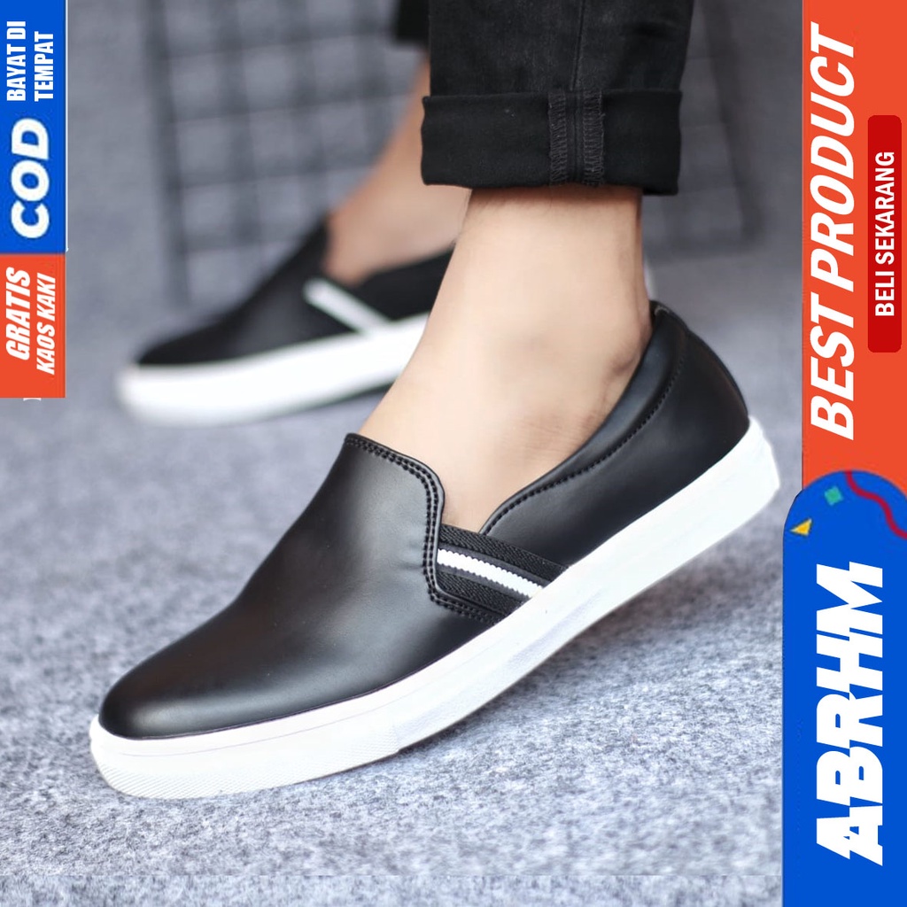 ABRHM NUE Sepatu Casual Slip On Santai Pria Slop Kulit Pu Anti Slip Original