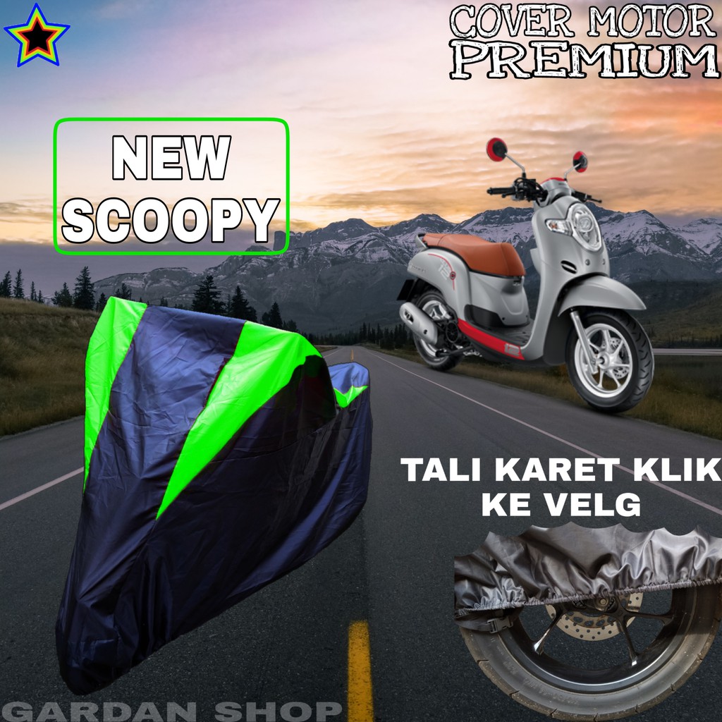 Sarung Motor NEW SCOOPY Hitam HIJAU Body Cover Penutup Pelindung Motor Scoopy PREMIUM