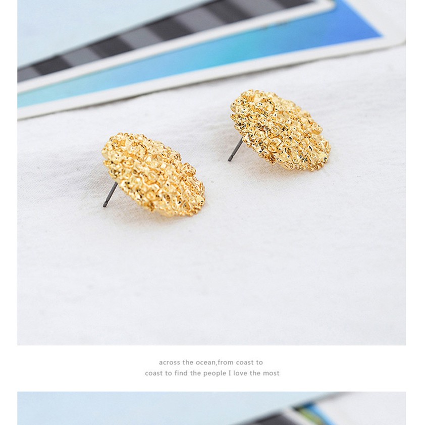 LRC Anting Tusuk Fashion Gold Irregular Geometric  F46234