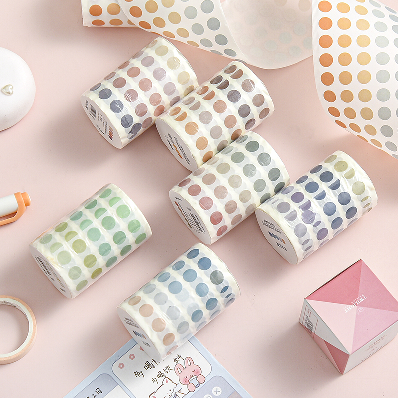 Washi Tape Morandi Colored Polka Dot Handbook Decoration Japanese Paper Stickers Photo Memo Fixed Stickers