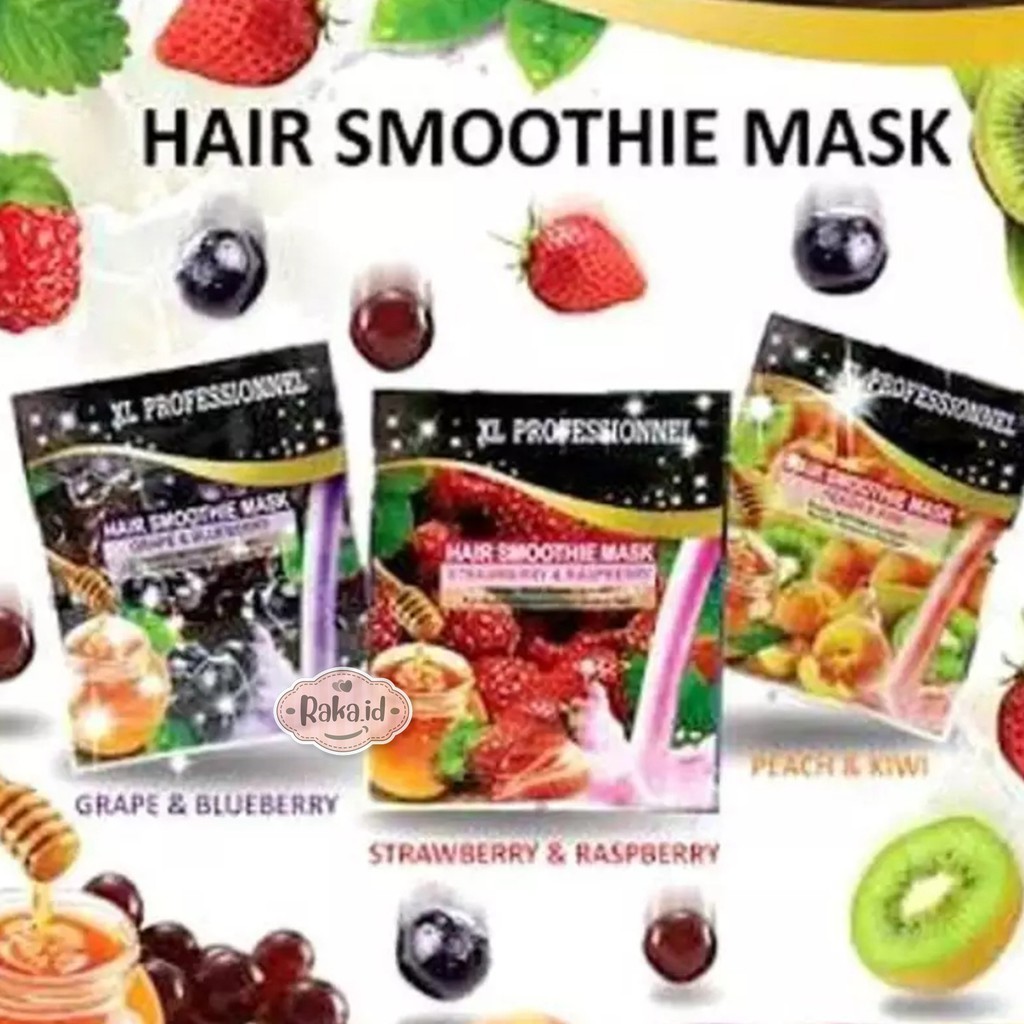 Raka Beauty - 1 pcs XL Professionnel Hair Smoothie Mask 25gr / Hair Mask Strawberry / Blueberry