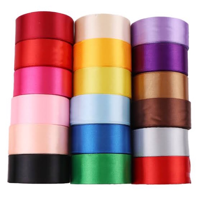 

Pita Satin ( Per METER ) 1 inch 2,5 cm ( 20 warna lebih ) Glitter Grosgrain