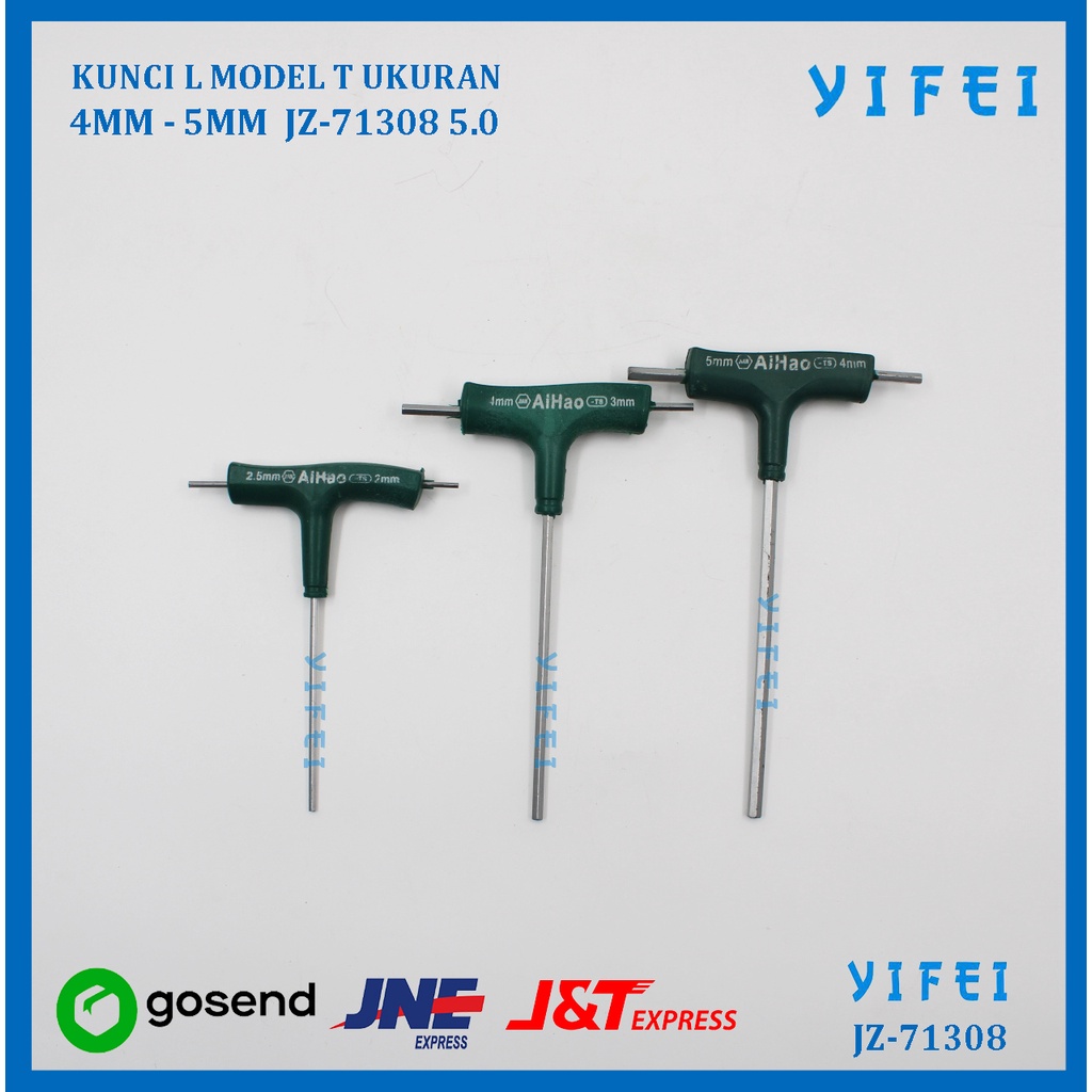 KUNCI L MODEL T UKURAN 4MM - 5MM HEXAGON SCREW YIFEI-71308 5.0