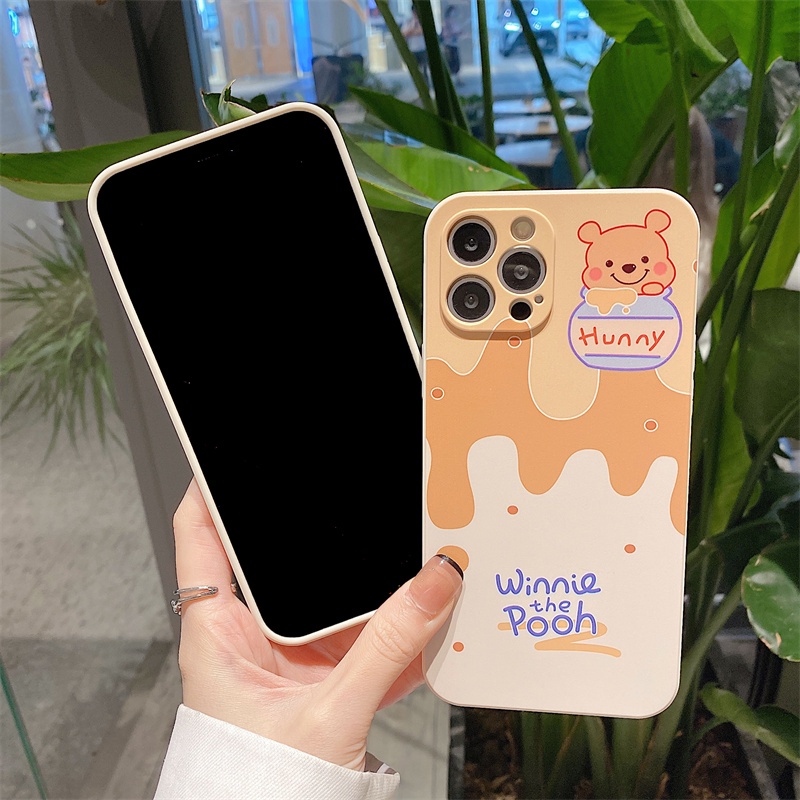 Straight side Pooh case iphone for iphone 13 12 11 pro max X Xs max XR 7 8 plus se2020 side pattern all-inclusive soft shell protective cover