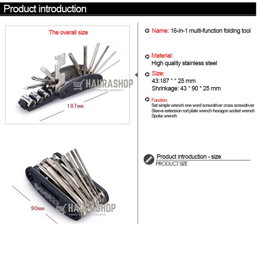 Alat Reparasi Multifungsi EDC 15 IN 1 Stainless Repair Tools / Obeng Multifungsi Sepeda Dan Perkakas