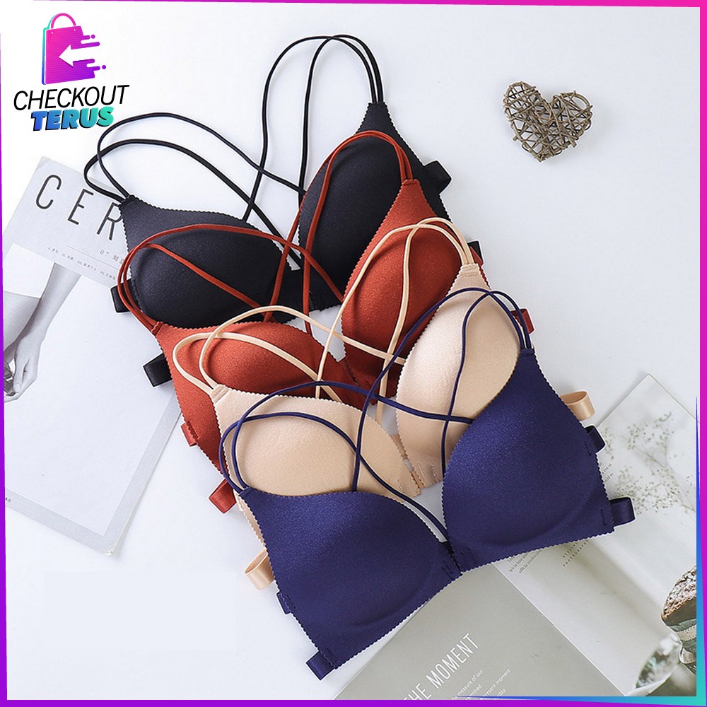 CT P64 P65 Pakaian Dalam Atasan Wanita Bra Seamless Tanpa Kawat BH Push Up Bra Kancing Depan Tanpa Kawat Bra Olahraga