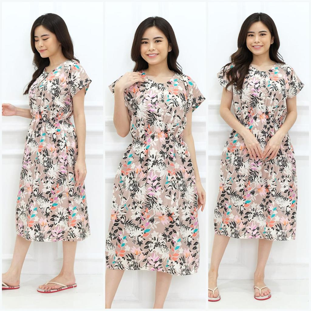 DASTER MANOHARA LD 115 CM KANCING 3 KARAKTER BAJU TIDUR HALUS TEBEL BUSUI BUMIL MODEL KEKINIAN-MNH RAMBAT COKLAT