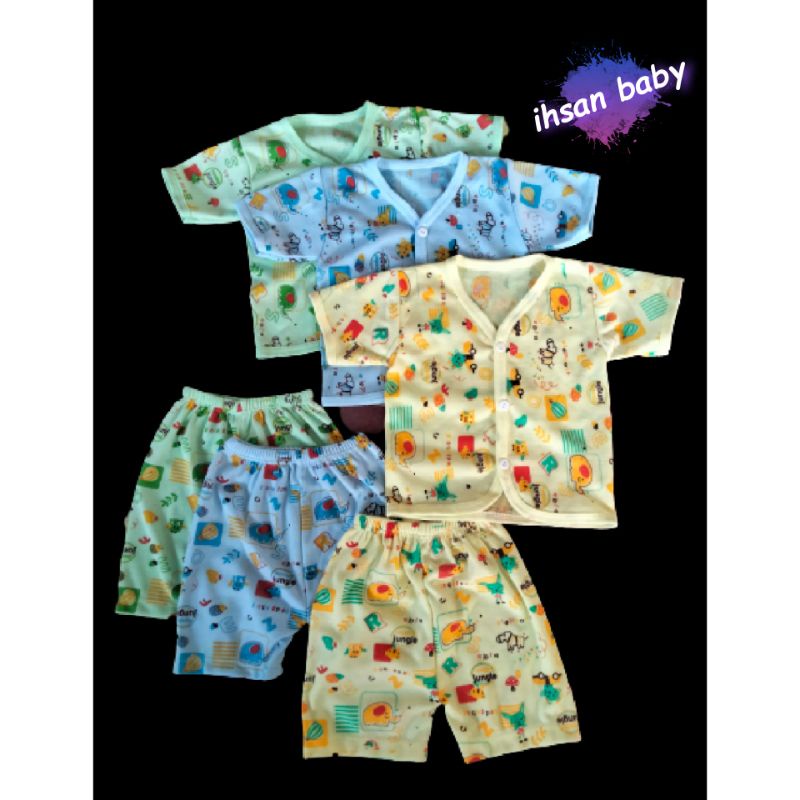 BAJU CELANA BAYI NEWBORN PENDEK Full MOTIF DAPAT 3 SETEL(6PCS)