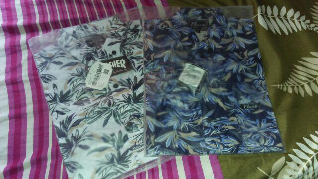 Supplier Kemeja Pria Cowok Casual Lengan Pendek Motif Biru Tua Corak Batik Shell Keren Dan Gaya