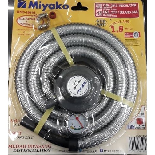REGULATOR GAS LPG SET MIYAKO PLUS SELANG LPG 1,8 METER SNI