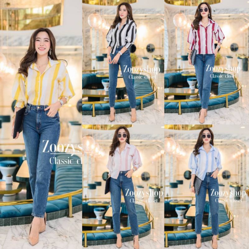 KEMEJA ZOOZY SALUR LENGAN KARETFASHION WANITA IMPORT BANGKOK CODE 25