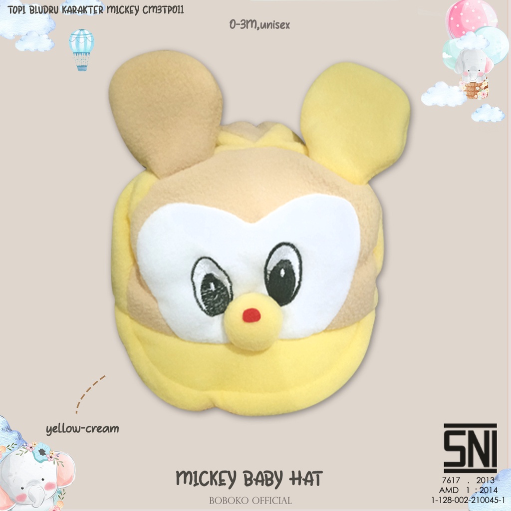 BOBOKO Topi Bayi Karakter Mckey 0-3bulan